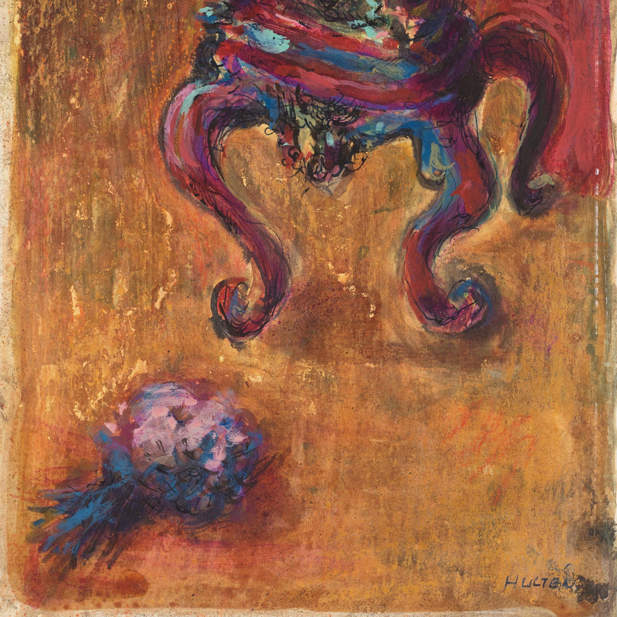 CO Hultén, mixed media on board, signed and executed 1946.