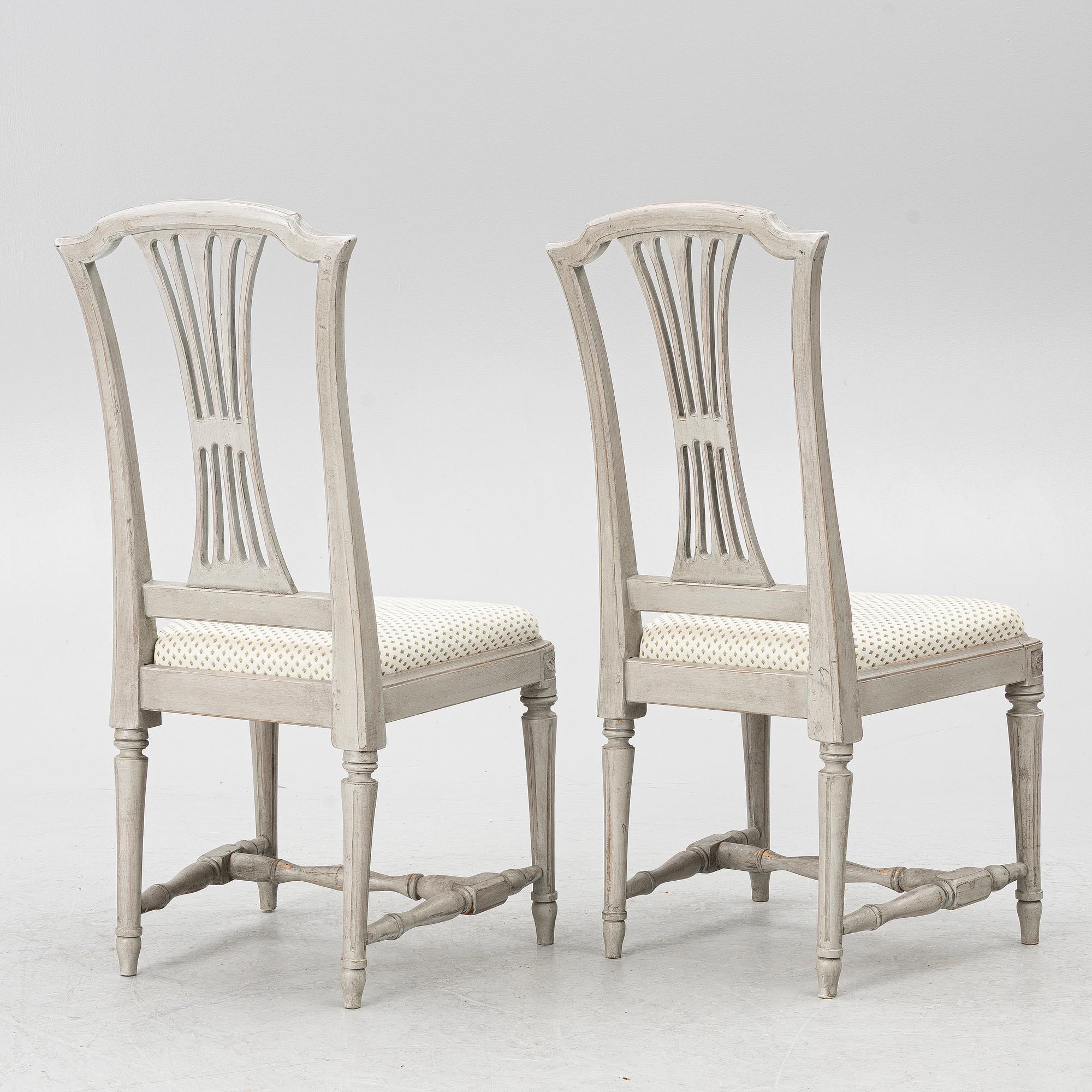 A pair of Gustavian style chairs, early 20th Century.