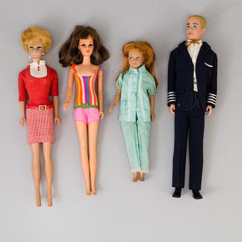 4 barbiedolls, Mattel 1960's.