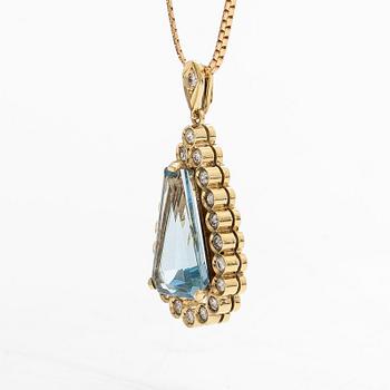 Amsterdam Sauer,an 18K gold pendant with a topaz and diamonds, chain in 14K gold, Unoaerre, Italy.