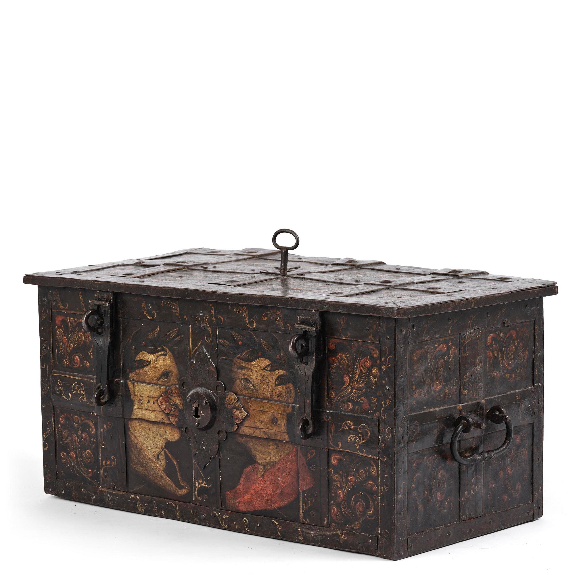 A Baroque German presumably Nuremberg iron 'Armada' chest, later part 17th century.