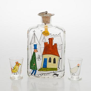 Tapio Wirkkala, A liquor bottle with ten shot glasses, Iittala 1948.