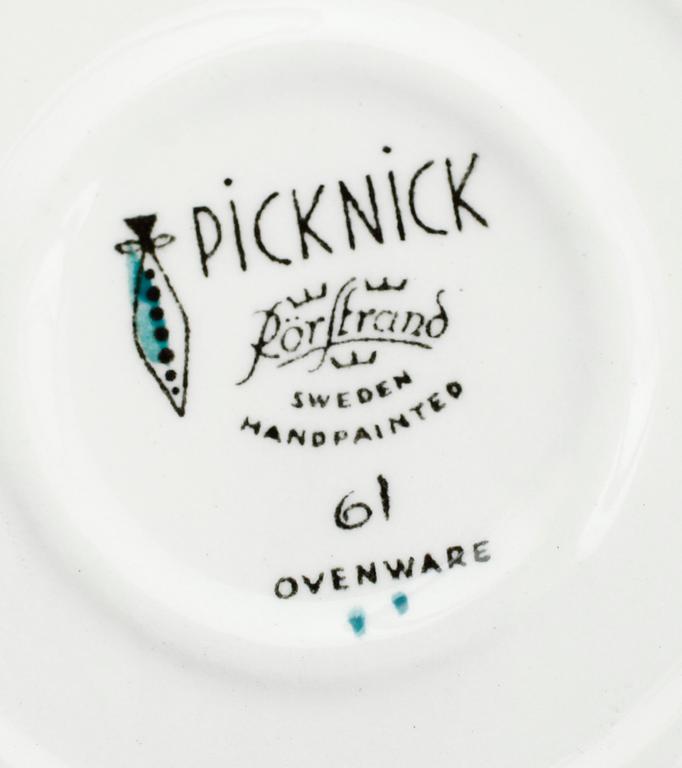 SERVISPORSLIN, 8 delar, "Picknick", Marianne Wessman, Rörstrand.