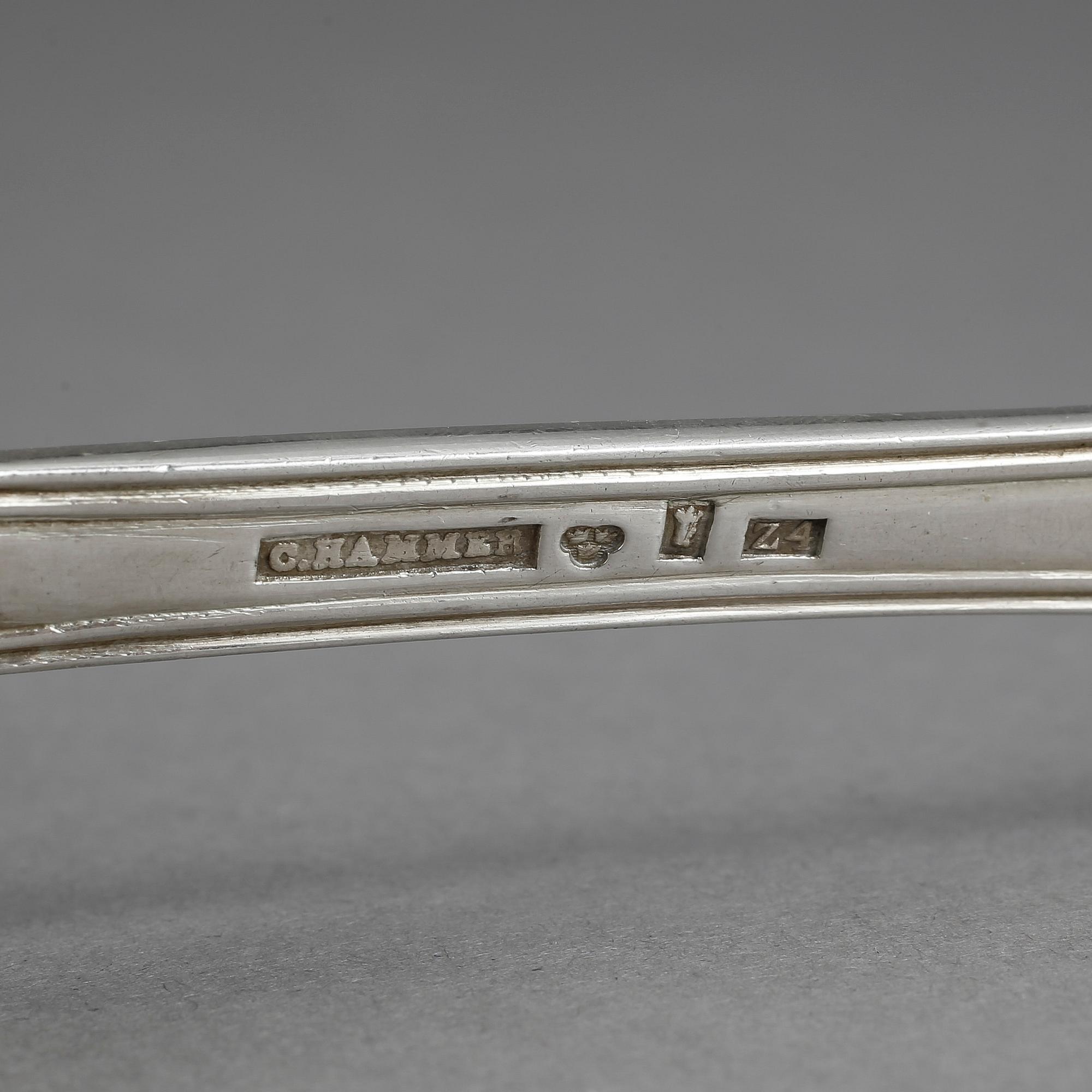 MATGAFFLAR, 6 st, silver, Christian Hammer, Stockholm. 1854. Vikt 450 g.