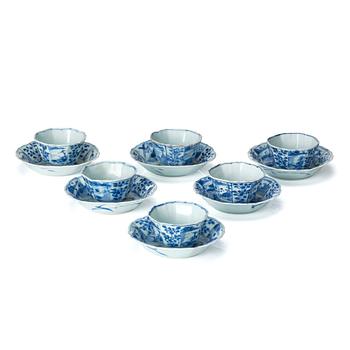 1336. A set of six cups with stands, Qing dynasty, Kangxi (16662-1722).