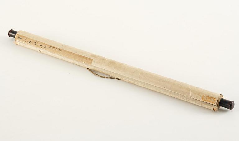 Okänd konstnär, rullmålning, färg och tusch på siden lagt på papper.