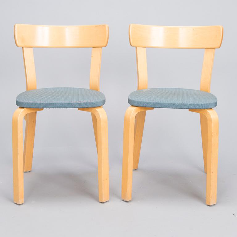 ALVAR AALTO, Two late 20th century  '69' Chairs for Artek,