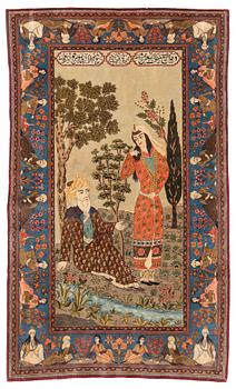 329. A Kashan, so called 'Dabir' rug, c. 225 x 130 cm.