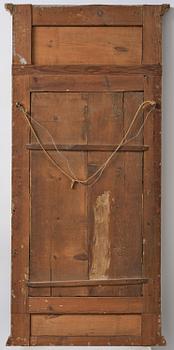 A late Gustavian giltwood and gouache-inset mirror attributed to Hedberg & Lindblad, (Stockholm 1802-05).