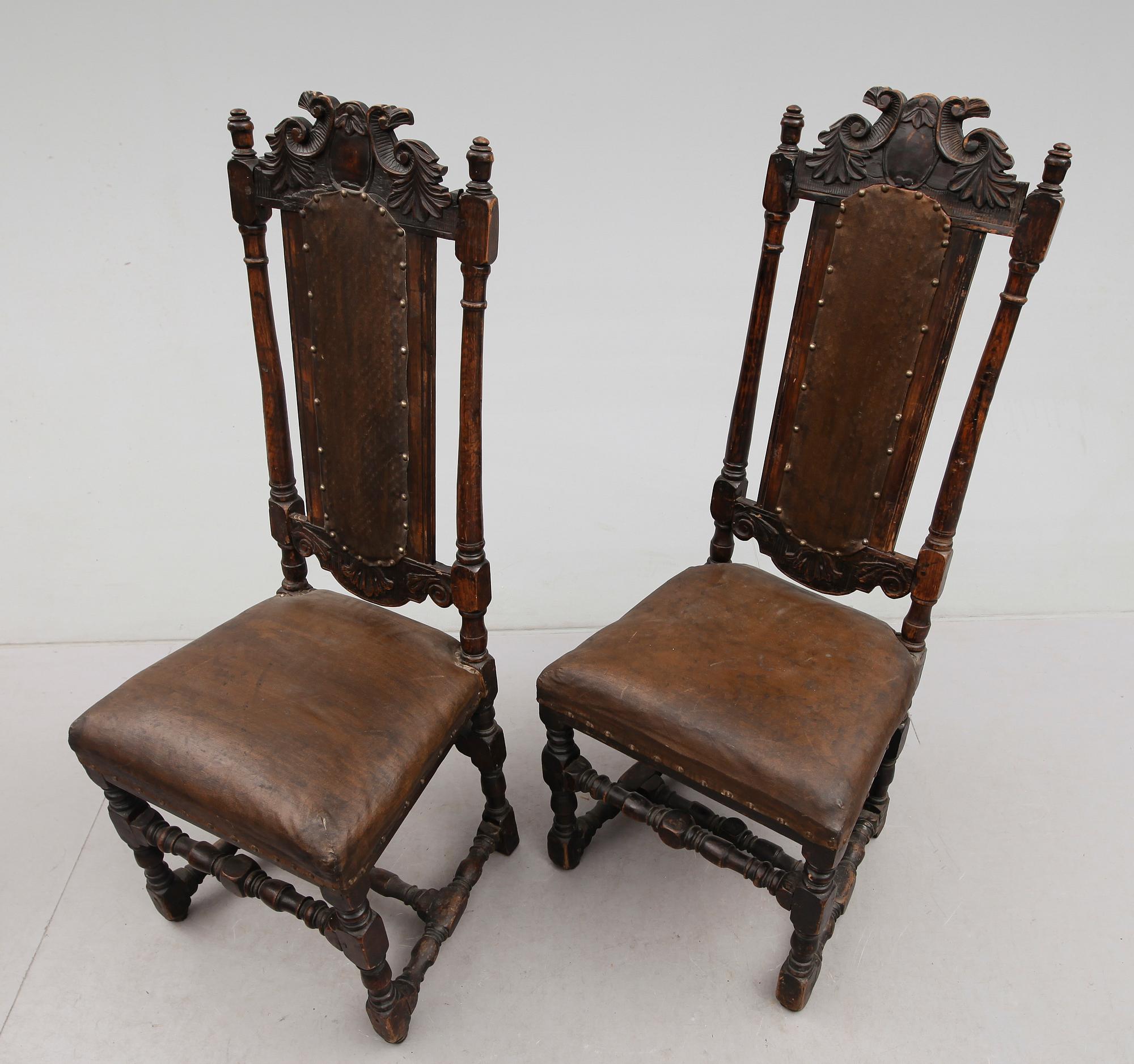 STOLAR, 1 par, barock, Sverige, 1700-tal.