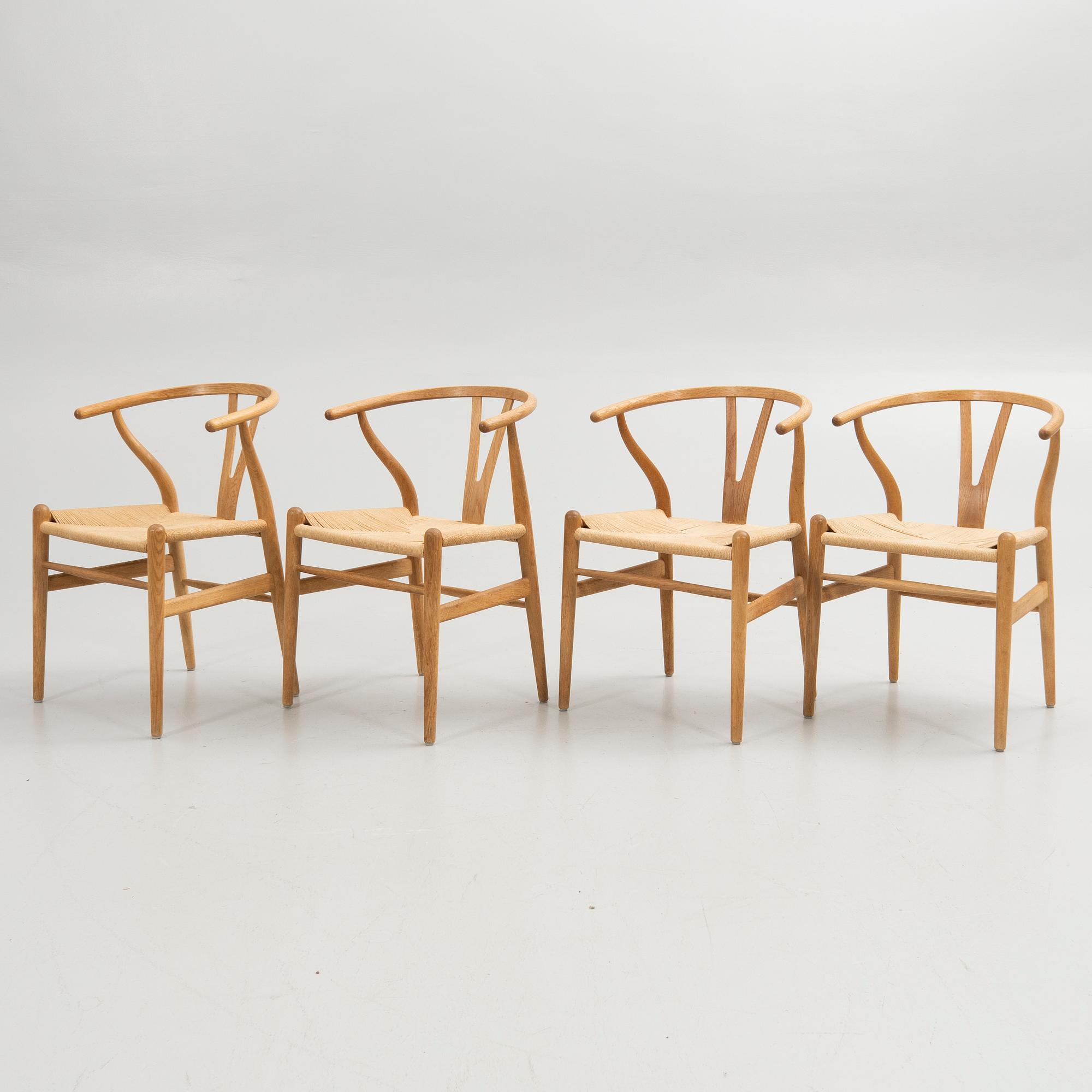 Hans J. Wegner, chairs, 4 pcs, model CH24 "The Wishbone Chair", Carl Hansen & Son, Odense, Denmark.
