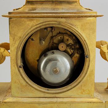 A French mantle clock, early 19th century.