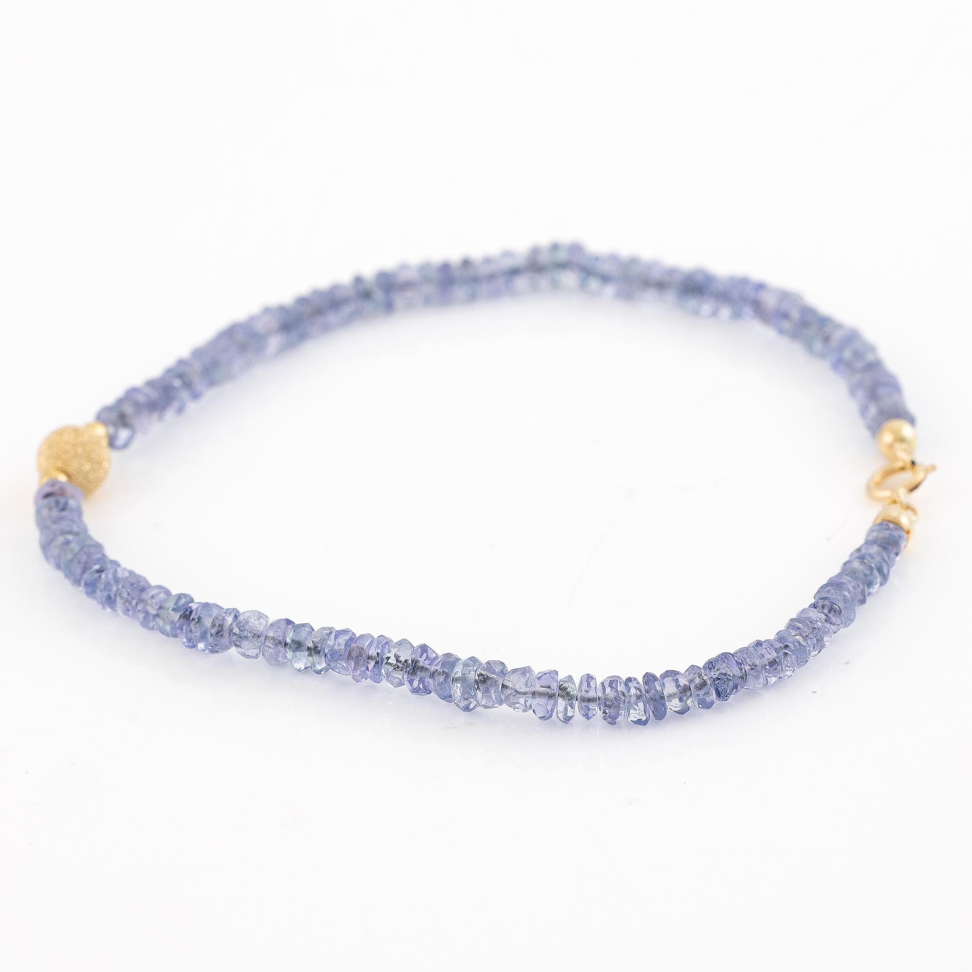 Collier och armband, med tanzaniter, lås 18K guld.