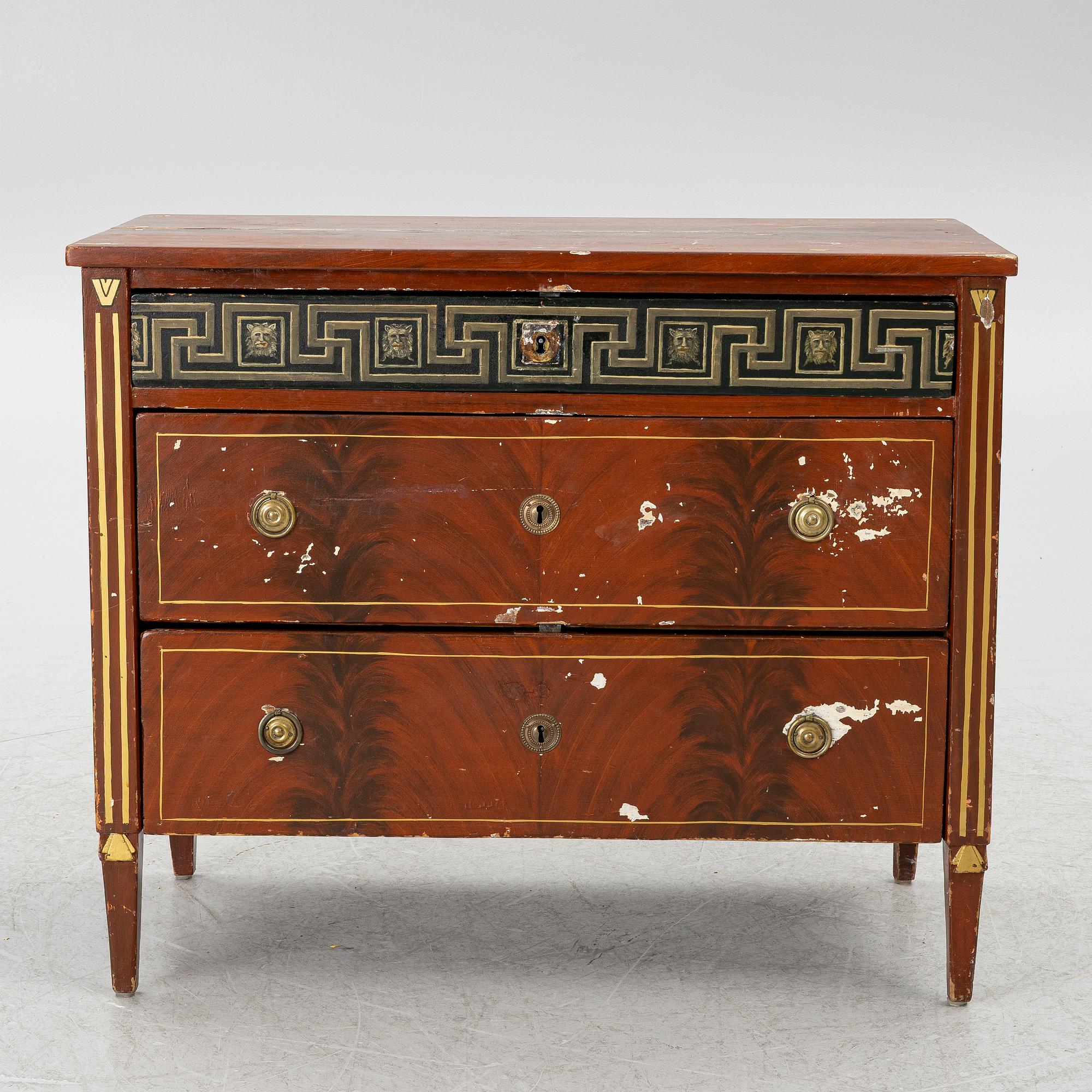 A late Gustavian commode from J. N. Asplinds workshop in Falun (1785-1820).