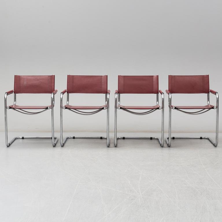 Four arm chairs by Mart Stam, Fasem, Italy.