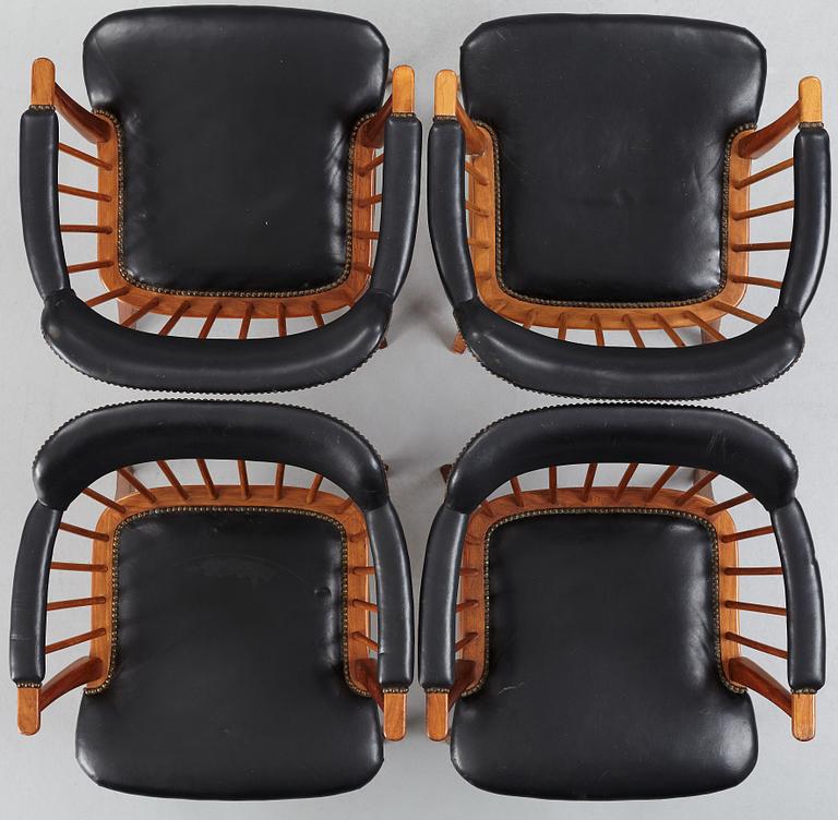 Josef Frank, a set of four mahogany "Captains chairs" model 789A, Firma Svenskt Tenn, 1950-60's.