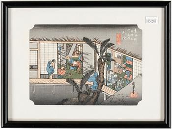 TRÄSNITT, 6 stycken, bla Utagawa Hiroshige, Japan, 18-1900-tal.