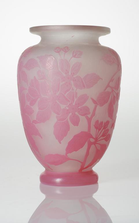 A Karl Lindeberg Art Nouveau cameo glass vase, Kosta.