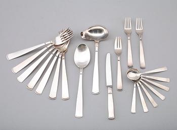 BESTICK, 20 delar, silver, GAB, Stockholm, 1900-talets andra hälft. 18),  Total vikt ca 536 gram.