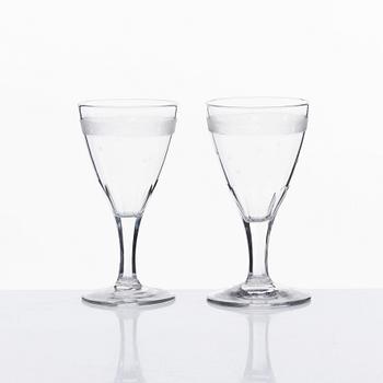 A set of 12 presumably Swedish wine glasses, 19th Century.