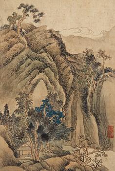 427. An album with 12 landscape paintings in the style of Wang Hui (1632-1717), Qing Dynasty, 19th century.