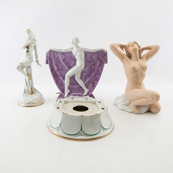 Figurines 3 pcs including Wallendorf Germany mid-20th century porcelain.