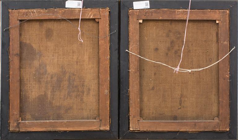 OKÄND KONSTNÄR, oljor på duk, ett par. 1700-tal.