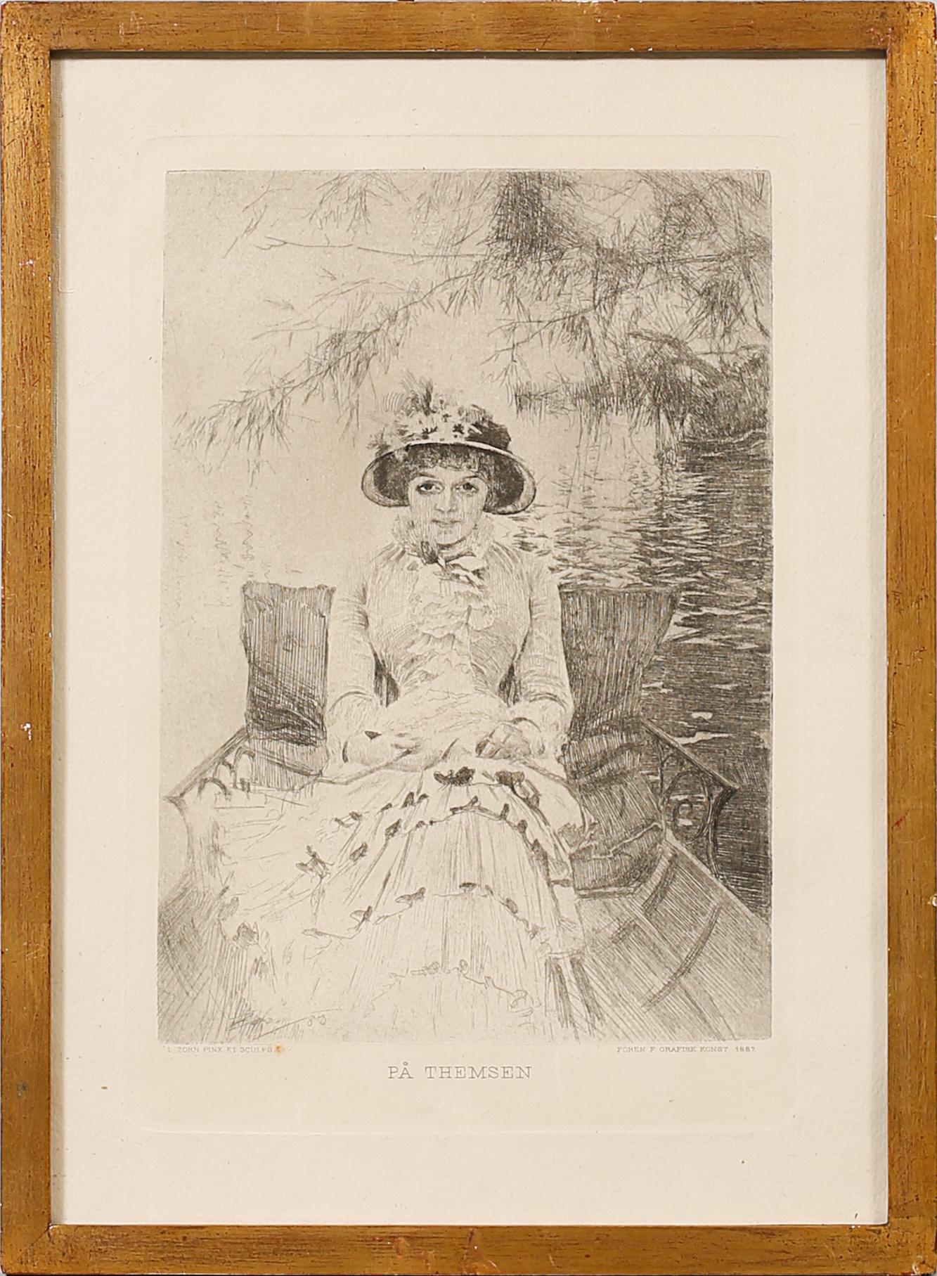 ANDERS ZORN, etsning, signerad i plåten, utförd 1883.