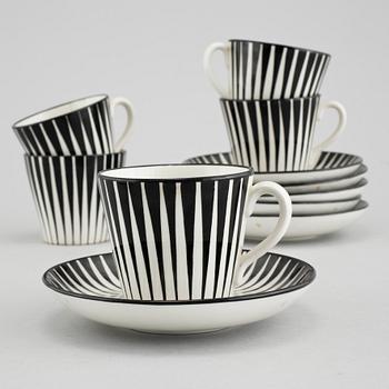 KAFFEKOPPAR, 5 stycken, porslin, "ZEBRA" Uppsala Ekeby Gefle, 1900-tal.
