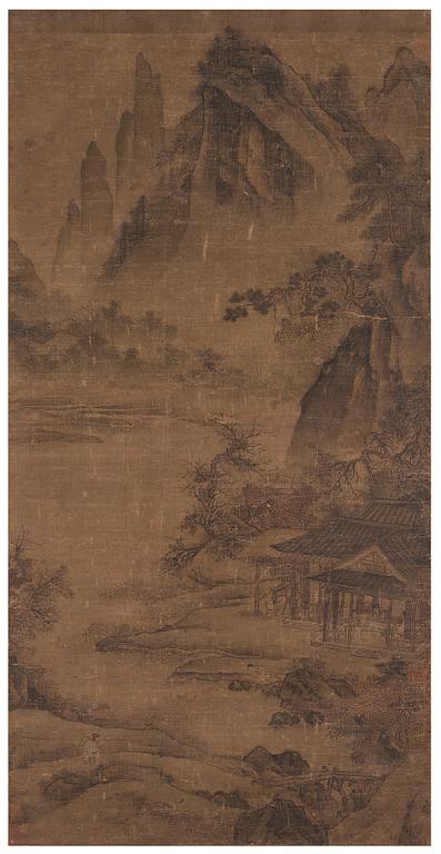 A scroll painting by anonymous artist, ink and colour on paper, late Ming/early Qing dynasty after an old master.