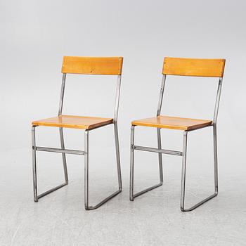 Six 'Chair 10', mid-20th century. Grythyttan's steel furniture. First half of the 20th century.