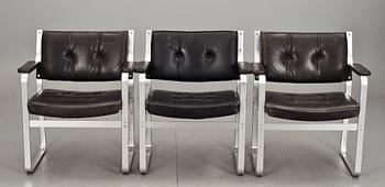 KARMSTOLAR, 3 st, "Mondo", Karl-Erik Ekselius för JOC Möbler.