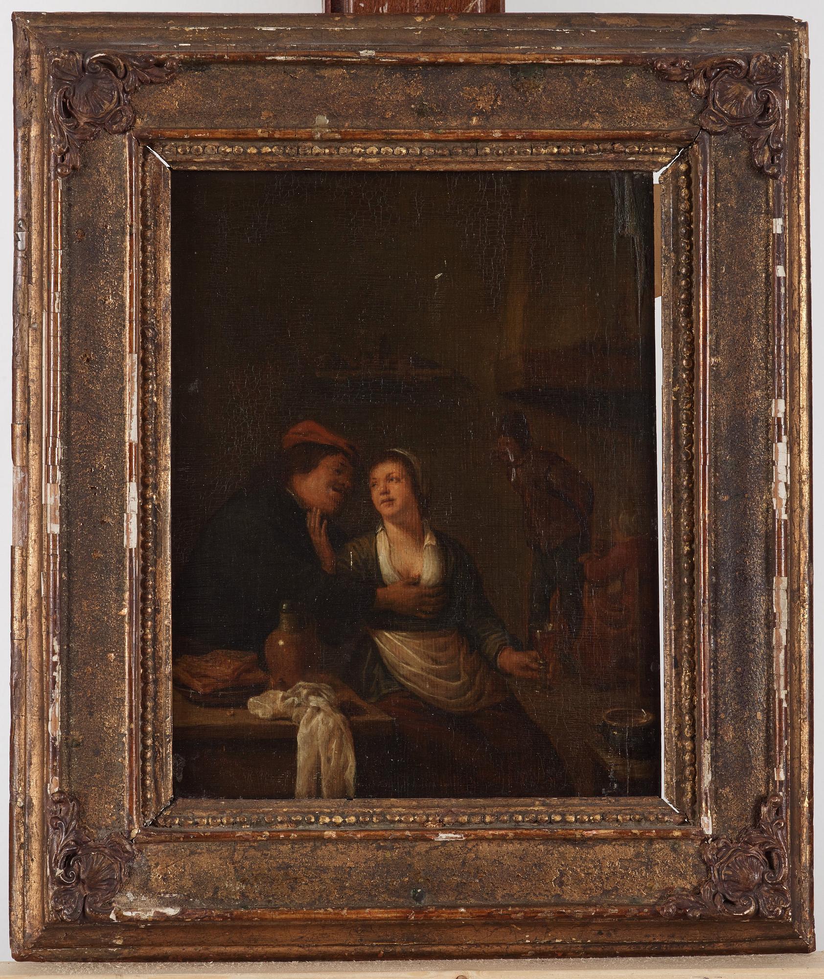 Jan Havicksz. Steen Circle of, Young couple in love.