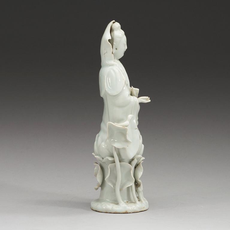 A Chinese blanc de chine figure of Guanyin, 20th Century.