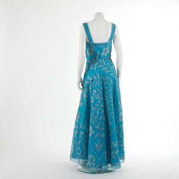 EMILIO PUCCI, a silk turquise evening dress, from the 1960s, size 12.