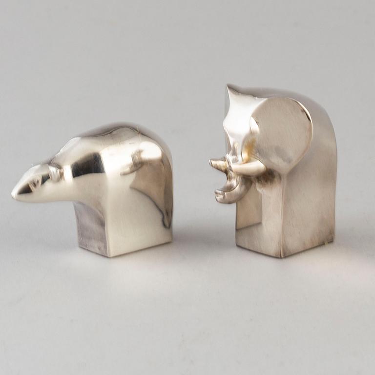 GUNNAR CYRÉN, two silver plated figurines Dansk Design Japan later part of the 20th century.