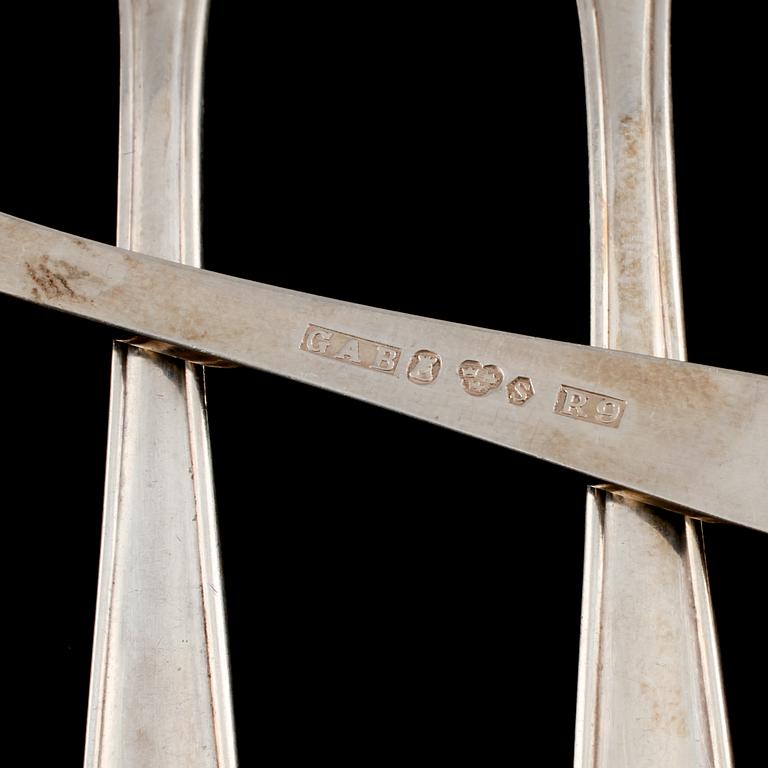 PARTI SILVER, 12 delar, mestadels Sverige 1800-tal respektive 1900-tal. Vikt 435 g.