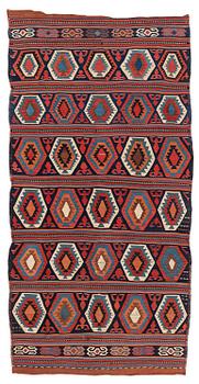 An antique Shahsavan kilim, Northwest Persia, c. 328 x 164 cm.