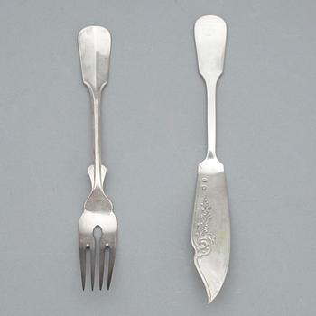 FISKBESTICK, 24 delar, silver, Österrike-Unger, tidigt 1900-tal. Vikt ca 1139 gram.