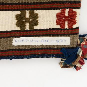 A 19th century Scania weft-patterned tabby type carrige cushion, c 96 x 58 cm.