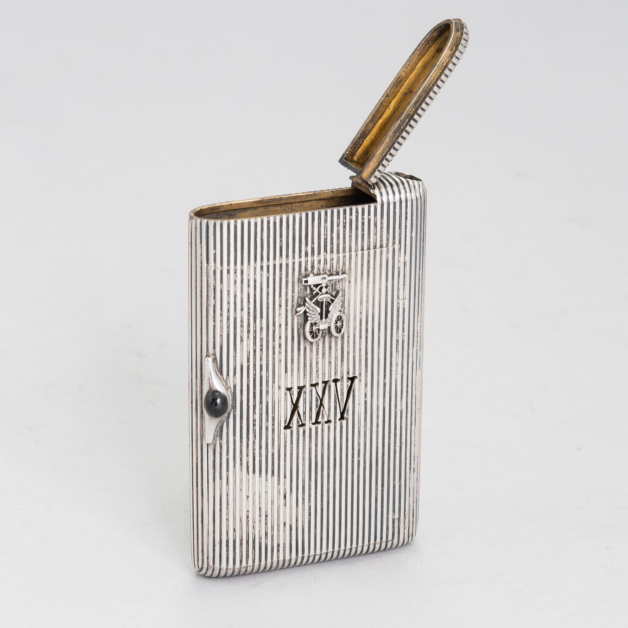 A Russian silver (88) cigarette case, Saint Petersburg, late 19th Century. 