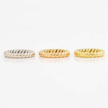 Ringar 3 st, 18K trefärgat guld.