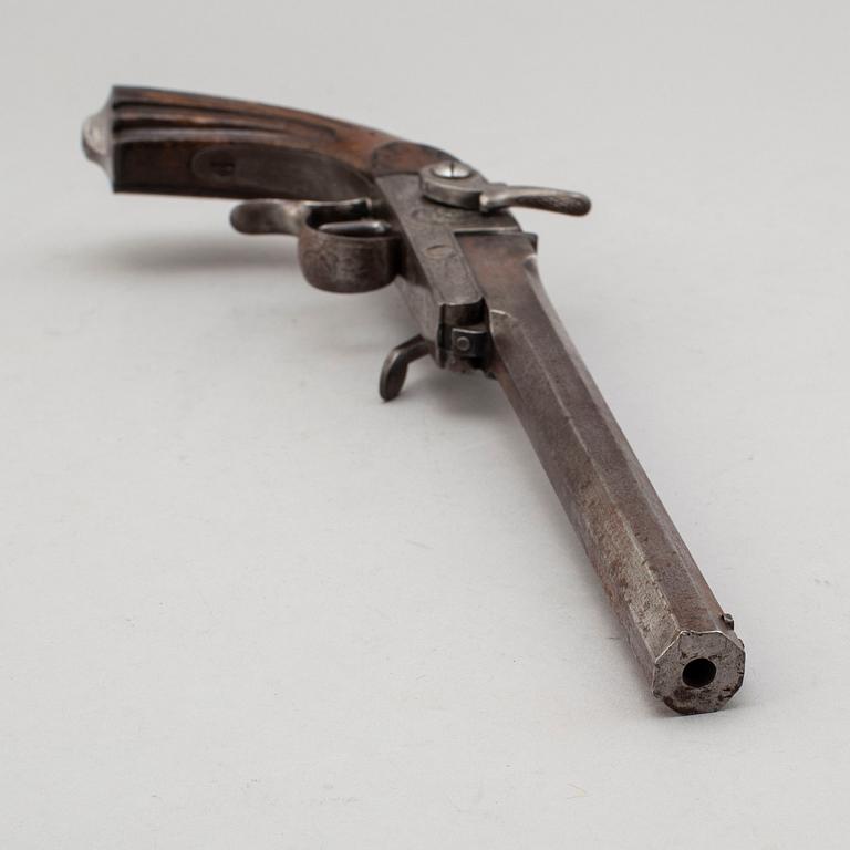 A mid 19th century Belgian percussion pistol.