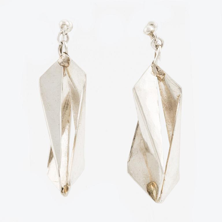 Two pairs of sterling silver earrings, design by Pierre Olofsson.