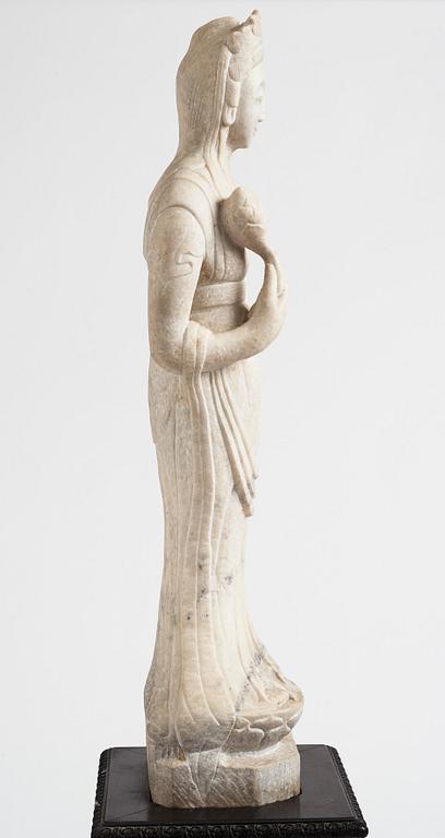 A white stone scultpure of Guanyin, China, presumably early 20th Century.