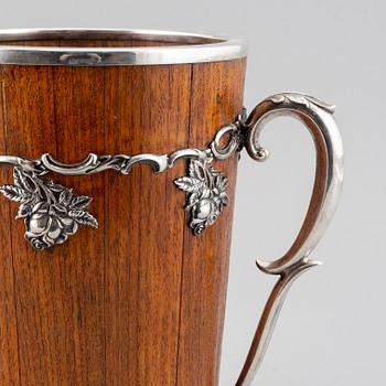 A wood and silver champagne cooler, Turku, Finland, 1956.