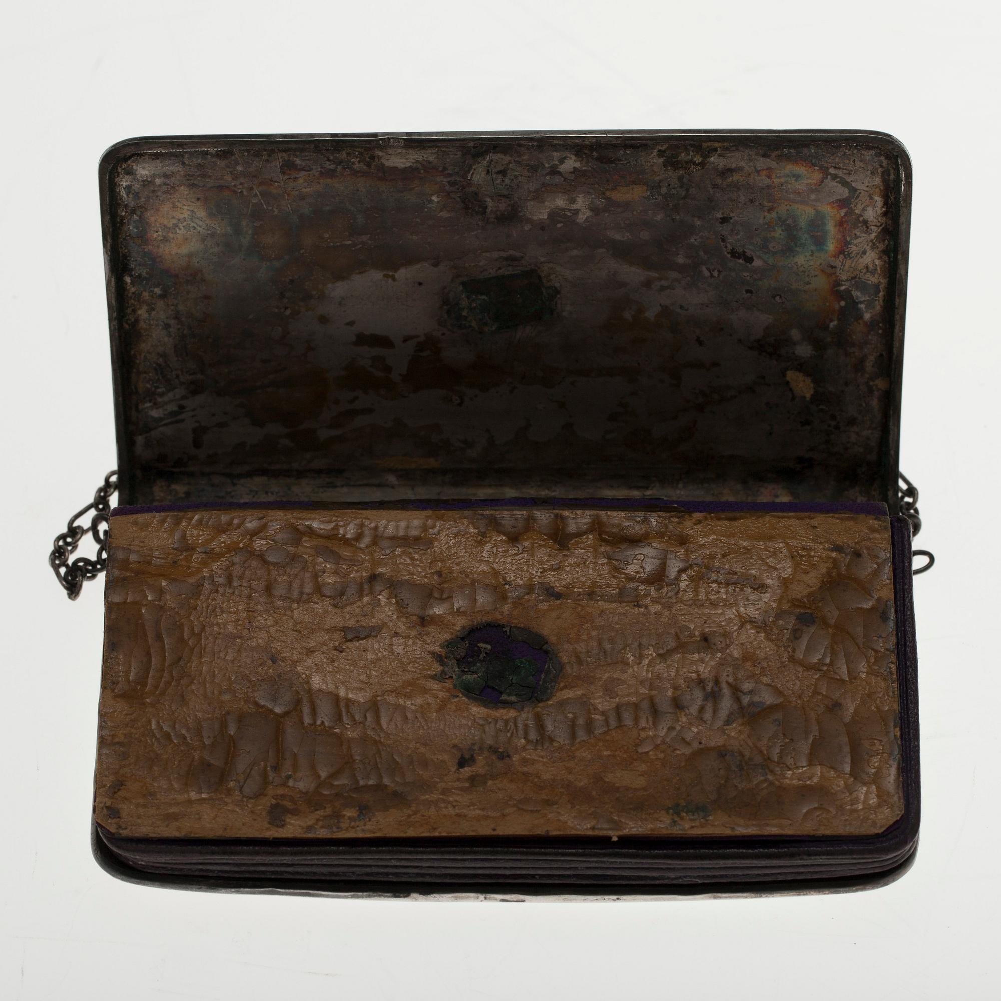 PORTMONNÄ, silver, blå sten, Odessa, Ryssland ca 1900.