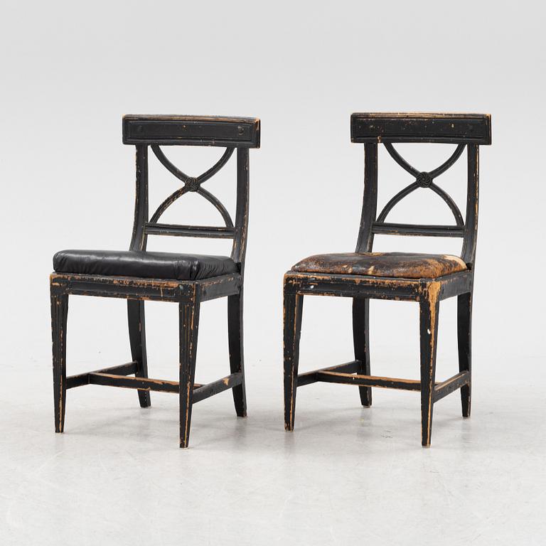 A pair of late Gustavian chairs, early 19th Century.