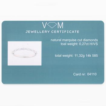 14K gold ring with marquise-cut diamonds.