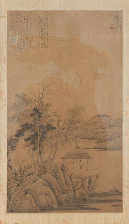 A landscape painting with calligraphy, Qing dynasty, 19th Century.